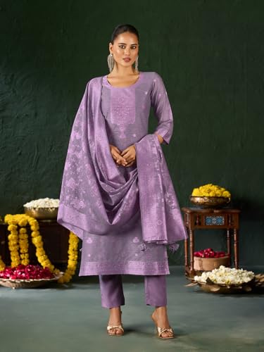 Image of Shaily Premium Silk Blend Woven Design Readymade Kurta with Pants and Dupatta Set | Ethnic Set | 3-Piece Suit Set | Haldi and Wedding Suit Set for Women