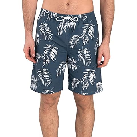 Actleis Mens Swim Trunks 9" Quick Dry Board Shorts Knee Length Bathing Suit with Mesh Lining XX-Large Botanical Navy Cover