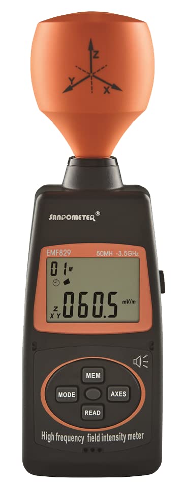 Field Intensity Meter High Frequency Field Intensity Meter Electro Magnetic Field Tester with Triaxial Measurement 70 Sets Data Memory 50MHz to 3.5GHz