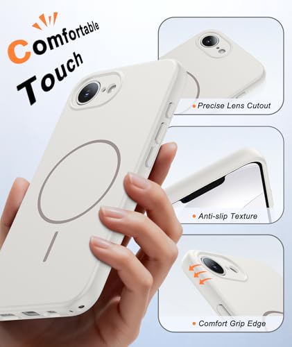 Image of FNTCASE for iPhone 17e & iPhone 16e Case: [Compatible with Magsafe] Solid Matte Magnetic Phone Cover with [Full Camera Protection] [Screen Protector] Military Grade Shockproof Protective, White