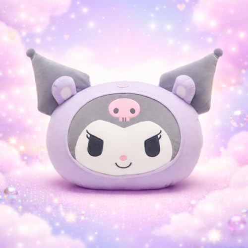 Image of MINISO Kuromi Head Shape Plush Toy 40cm | Soft Cute Plush Stuffed Toy for Kids & Fans