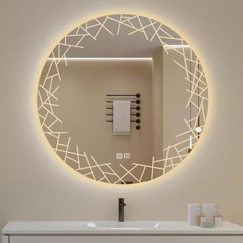 Miroir de salle de bain rond LED 70 cm avec anti-buée et intensité réglable