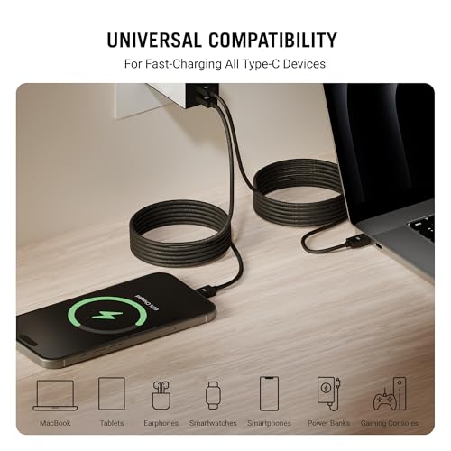 Image of DailyObjects POP 100W Kevlar Core Magnetic Charging Cable | USB Type-C| Fast Charging, 480Mbps Data Transfer | Compatible with Android & iOS Smartphones, Earphones, Tablet /Ipads, Macbook - Black