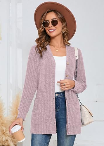 Heymoments Lightweight Open Front Cardigan Sweater for Women Long Sleeve Causal Bolero Button Down Soft Outwear Tops3