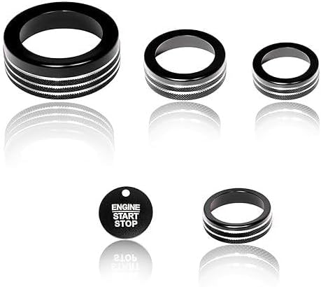 Car Air Conditioner Switch Button Knob Cover Compatible with Ford Bronco 2025, Car Push Start Button Cover Aluminum Decal Trim Interior Accessory,Black