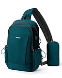 ECOHUB Crossbody Bags for Women Men, Anti-Theft RFID Blocking Sling Backpack with Sturdy SBS Zippers Water Resistant Chest Shoulder Bag Daypack with 9 Pockets Casual Outdoor Hiking, Turquoise