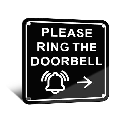 TAKULA Please Ring Bell Sign - 10 x 10CM Self-adhesive Metal Doorbell Sticker With Arrow - Ideal for Gates and Fences
