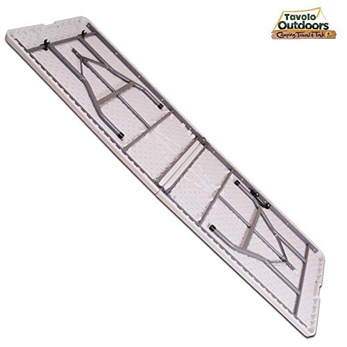 Bakaji Tavolo Pieghevole In Resina 244X76X72Cm Hdpe Struttura In Metallo Rinforzato Richiudibile A Valigetta Con Maniglia, Arredo Giardino, Casa, Camper, Campeggio, PIC-NIC (244X76X72Cm) - 5