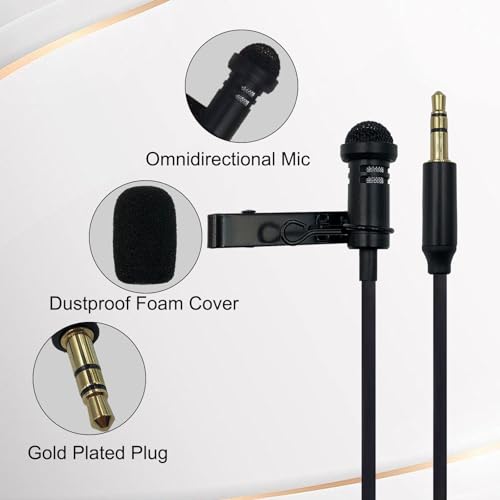 SPTSSWET Lapel Lav Microphone Compatible with GoPro Hero 9 10 11 Action Cameras, Omnidirectional Condenser Mic for Go Pro Series Hero 6 7 8,3.5mm Black 6.5ft