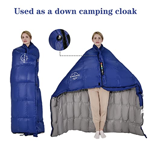 Omvmo 15 Degrees F 650 Fill Power Down Sleeping Bag For Adults,Lightweight 4 Season Envelope Rectangle Down Sleeping Bag For Backpacking Camping,Dark Blue Left-Zipper Regular #TOP3