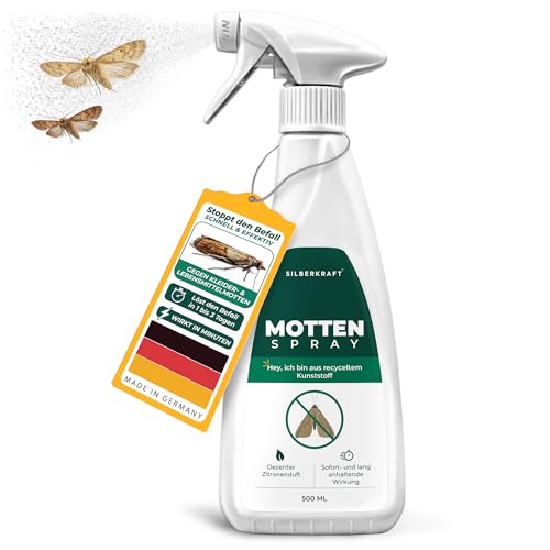 Silberkraft Mottenspray 500 ml gegen Kleider- und Lebensmittelmotten, Mottenschutz für Kleiderschrank oder Vorratskammer, effektives Mittel gegen Motten