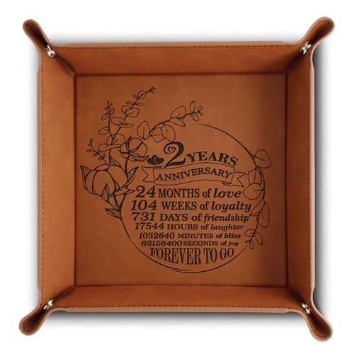 Product Image of the Bella Busta- 2 Years Anniversary-Cotton Flower Design-Engrvaed Tray Valet (Cotton Tray)