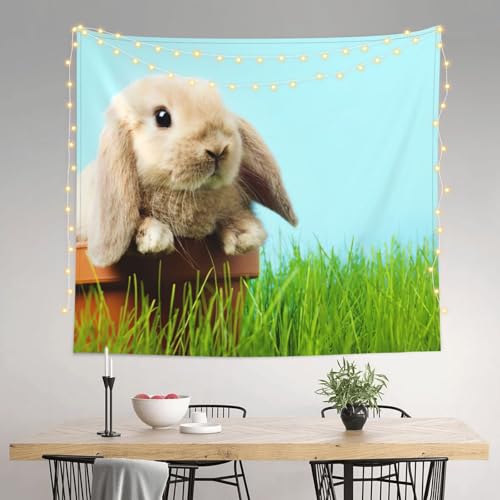 Tapisserie lapin herbe verte EdWal de grande taille 152x130cm