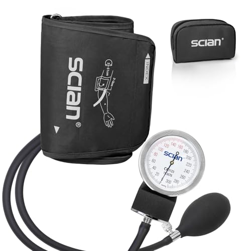 SCIAN Manual Blood Pressure Cuff - Aneroid Sphygmomanometer with Large Cuff 12.6-20.8 and D-Ring Come with Carrying Bag for Nurse Doctor Senior Adult Black