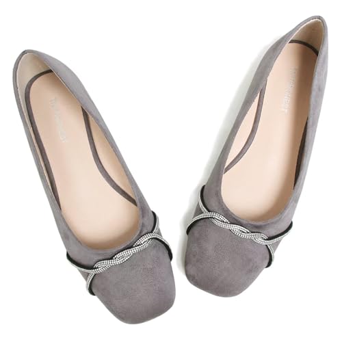 Image of TN TANGNEST Womens Casual Flats Chain Ballet Flats | Fashion Pointed Toe Rhinestone Flats, Comfort Slip On Dress Shoes for Business Work Office Wedding Party