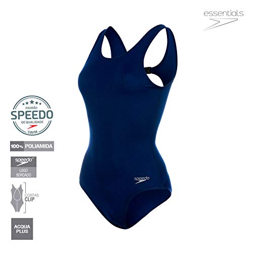 Speedo Maillot Clipback, Maio Feminino, Marinho (BlueMarine), GG3