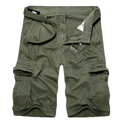 Pantalones cortos de carga para hombre en algodón holgado con múltiples bolsillos tácticos