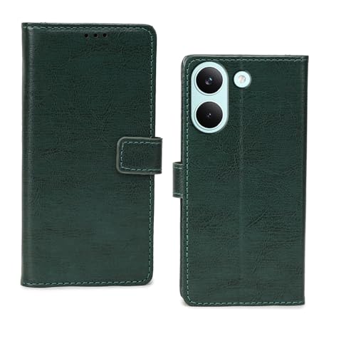 Image of amazon basics Poco X8 Pro 5G Flip Cover | Card Pockets Wallet & Stand | Flip Cover for Poco X8 Pro 5G (Green)