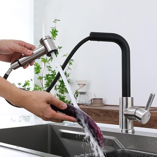 Mitigeur cuisine extractible inox pour grand évier