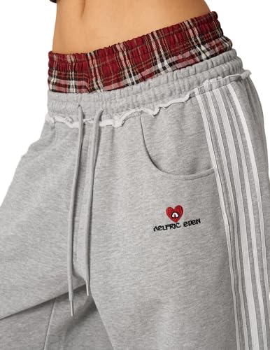 Image of Aelfric Eden Baggy Wide Leg Sweatpants for Women Men Double Elastic Waisted Streetwear Y2K Casual Trouser with Pockets