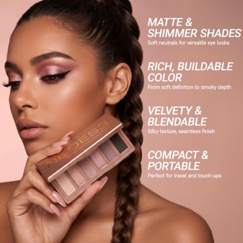 Image of Erinde Soft Pink Brown Mini Eyeshadow Palette, Multi-Use Matte & Shimmer Eye Shadow Palettes, Ultra-Blendable, Neutral Nude Rosy Taupe & Brown Travel Eye Makeup with Mirror, Vegan, Cruelty-Free