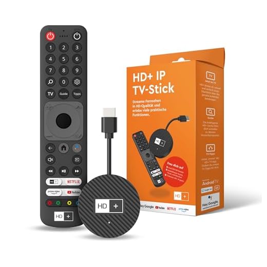HD+ IP TV-Stick, Fernsehen über Internet für alle TVs, 3 Monate HD-TV inkl., Zugriff auf Netflix, YouTube, mit HDMI, WLAN/LAN und 4K