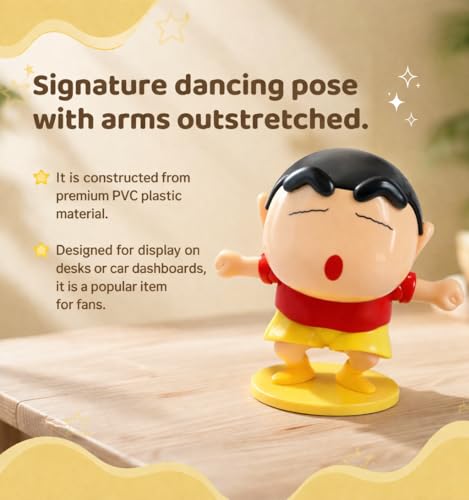 Image of Crayon Shin-chan Dancing Action Figure with Clockwork - Funny Anime Toy, Moving Head & Arms, Cute Desk Decor, Car Dashboard Ornament, Collectible Gift for Kids (Shin-chan Dancing Toy)