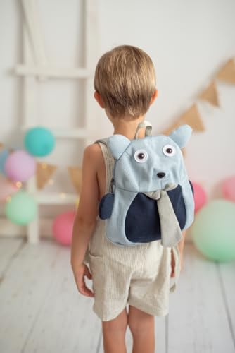 Mochila infantil algodón castor azul cadeau de naissance