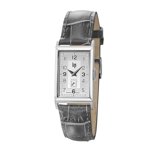 Lip Montre analogique à Quartz avec Bracelet en Cuir, 671000, Argent, Sangle