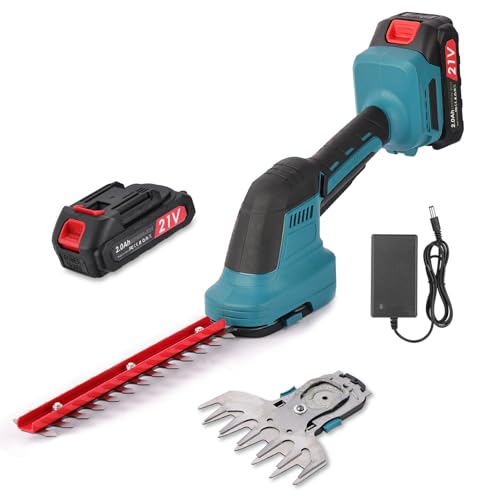 Cortasetos Bateria 2 en 1, Cortasetos Electrico con 2x2000mAh Baterías, 2 Cuchillas...