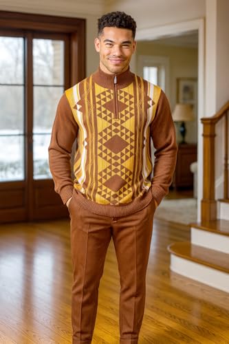 STACY ADAMS Men’s Sweater Geo Pyramidal Jacquard Design2