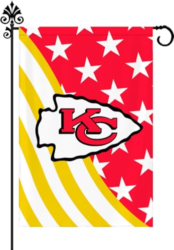ZYJTEK Welcome Decorations Garden Flag Yard Outdoor Flags Decor Football Sport Fans Double Two Sided House Flag 12 X 18 Inch (Red Yellow Stripe Design)