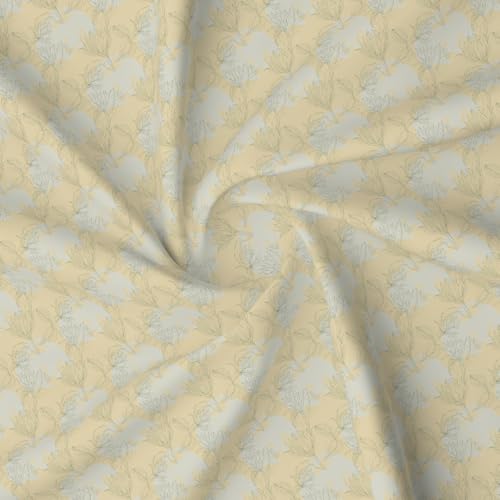 Image of Layers 100% Cotton Bedsheet for Double Size Bed | Lumina Floret Collection | 144 TC Soft & Breathable | Floral Print with 2 Pillow Covers | Wrinkle Free | 3 Piece Bedding Set - Yellow & Grey