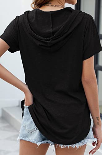 Image of Womens Long Sleeve V Neck Hoodie Sweatshirts Lightweight Pullover Tops