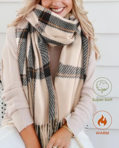 FURTALK Winter Scarf for Women Shawl Soft Tassel Plaid Large Oversized Scarves Wraps - Image 3