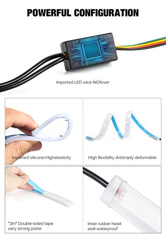 Image of BKN Car Headlight Daytime Running Strip Light RGB Flexible Indicator Lights for Cars & Bikes with Wireless Remote Controller (60 cm, Set of 2 Pieces)
