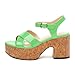 GUAVAIVY Women's 3-Inch Chunky Wedge Sandals - Open Round Toe Platform with Adjustable Ankle Strap, Solid Color Heels for Work, Party & Date Nights Grass Green Patent Size 8