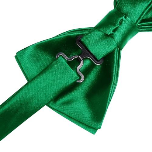 Image of Solid Color Bow Ties for Men Silk Pre-tied Tuxedo Bowtie Set 4PCS