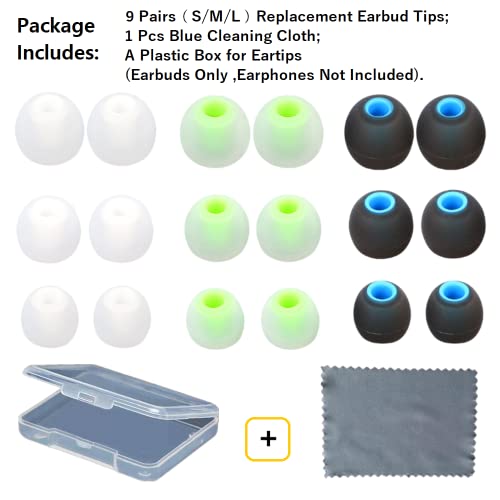 Image of Earbuds Replacement Tips Silicone Earbud Tips Ear Gels Fit for Inner Hole from 3.8mm - 5.1mm Earphones 9 Pairs S /M /L