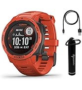 Garmin Instinct Solar Premium GPS Smartwatch with Included Wearable4U Power Bundle (Flame Red)