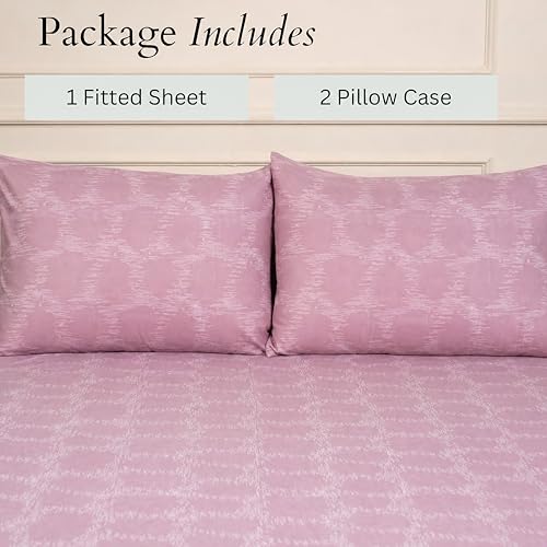 Image of Amazon Brand - Umi Cotton Elastic Fitted Bedsheet, King Size 78x72 Inches, Elastic Fit Bed Sheet, 10 Inch Deep Pocket, Soft Breathable Bedding, Durable Easy Care, with Pillow Cover-Glitch Aura