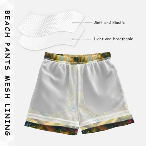 Seaside Cottage Flowers Boys Swim Trunks Quick Dry Toddler Swimsuit Boy Bathing Suits Board Shorts Swimwear S4