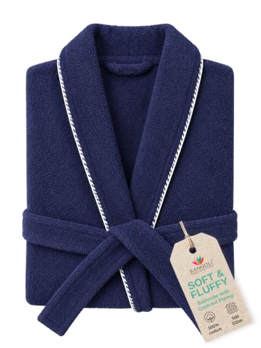 Image of RANGOLI Sunshine 100% Cotton Bathrobes For Women, 500 GSM Free Size Bath Robe With Rope,Ultra-soft, Lightweight & Highly Absorbent Luxurious Bath Gown /Bath Robe