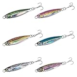 Goture Fishing Jigs, Lead Vertical Jig Saltwater, Jig Fishing Lures with Treble Hook, 7g-80g Fishing Jigging Spoon Lures for Tuna,Salmon,Sailfish,StripedBass,Grouper Snapper,Kingfish