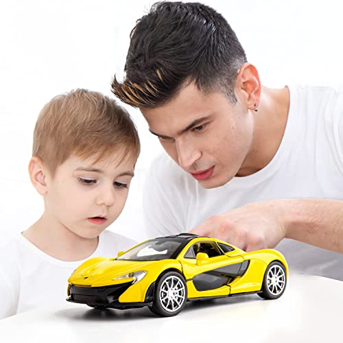 Image of 1:32 Scale McLaren P1 Toy Car | Metal Pullback Diecast Car for Kids with Openable Doors, Sound, Light Effects Toy for Car Enthusiasts (Color As Per Available),blue