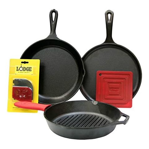 Lodge 7-Piece Essential Cast Iron Pan Set Cover