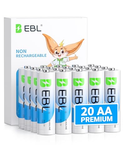 EBL AA Batteries 20 Pack Non-Rechargeable 1.5V Alkaline Double A Batteries, Long-Lasting Alkaline AA...