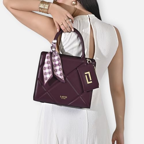 Image of Lavie Luxe Women's Quare26 Extra Large Laptop Satchel Bag | Upto 14 Inch | Satchel Handbag for Work | Ladies Purse | Stylish Shoulder Bag | Gift for Women
