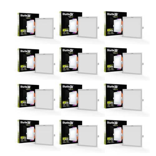 Image of Sturlite Dex 12W Square LED Downlight|Cool White Color Temperature (6.5k)|Cut-Out 4 Inch|1200 Lumens Recessed Panel & Surge Protection Ceiling Light for Multiple Usage - (Pack of 12)