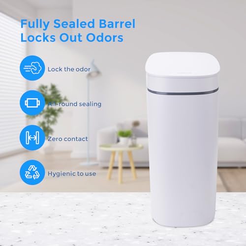 Image of Bathroom Trash Can with Lid, 3.7 Gallon Waterproof Garbage Can, Electric Smart Sensor Touchless Trash Can with 40pcs Trash Bags, Ideal for Bathroom, Kitchen, Living Room